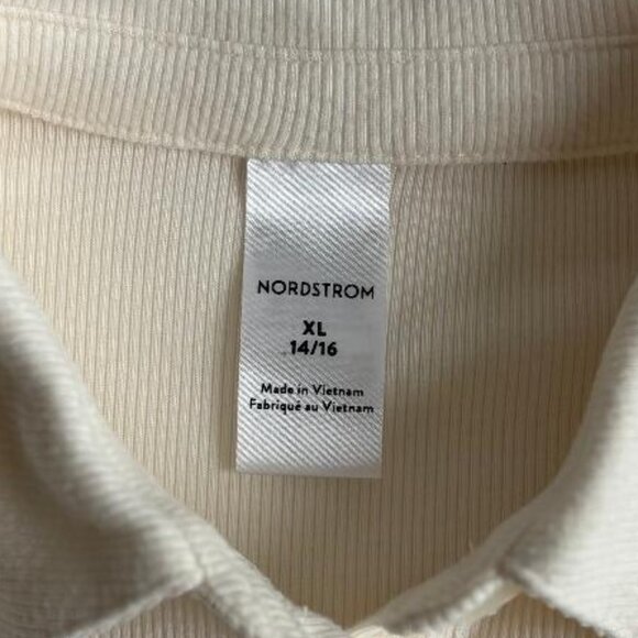 Nordstrom Kids' Brushed Rib Ivory Pristine Polo Top - Picture 3 of 5